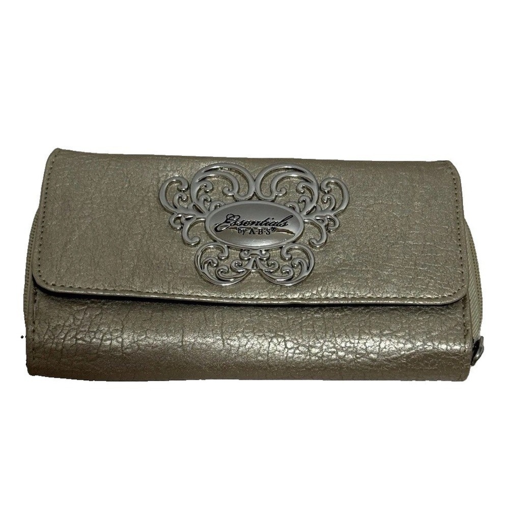 Essentials by A.B.S. Metallic Gold Accordion Wallet Clutch Shimmer Organizer
